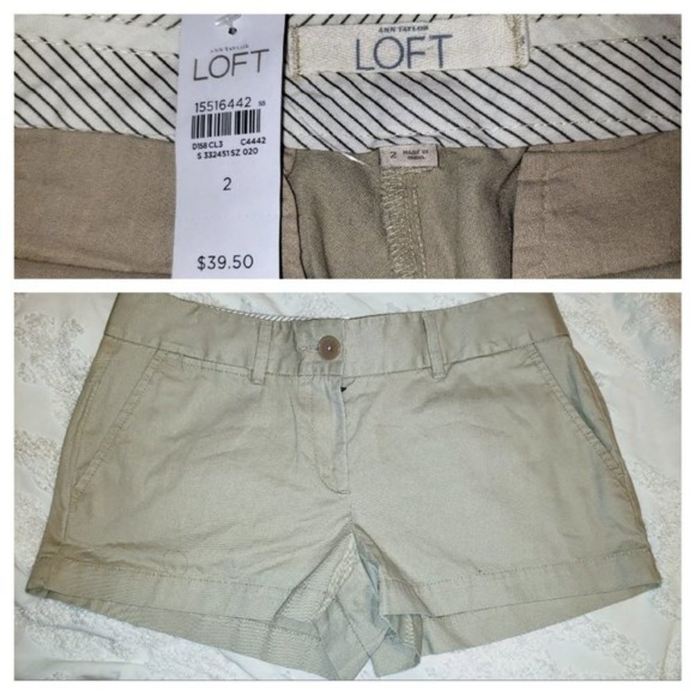 ANN TAYLOR LOFT NWT beige shorts sz 2 - Picture 1 of 2
